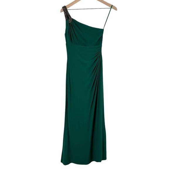 Lauren‎ Ralph Lauren Embellished One-Shoulder Formal Gown Emerald Green, Size 0 - Picture 1 of 10